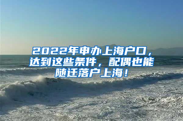 2022年申办上海户口，达到这些条件，配偶也能随迁落户上海！