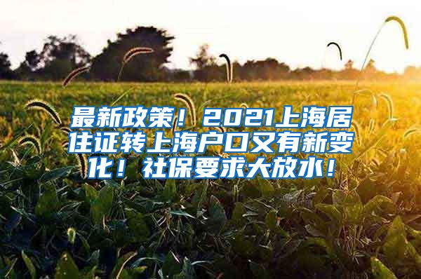 最新政策！2021上海居住证转上海户口又有新变化！社保要求大放水！