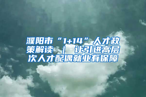 濮阳市“1+14”人才政策解读 ｜ 让引进高层次人才配偶就业有保障