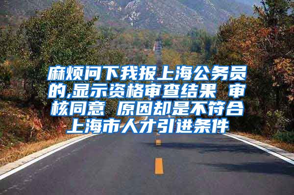 麻烦问下我报上海公务员的,显示资格审查结果 审核同意 原因却是不符合上海市人才引进条件