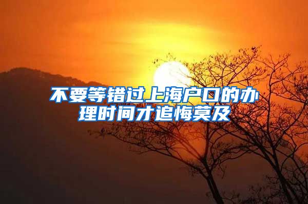 不要等错过上海户口的办理时间才追悔莫及