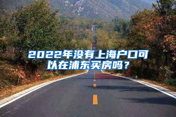 2022年没有上海户口可以在浦东买房吗？