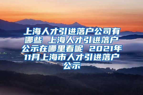 上海人才引进落户公司有哪些 上海人才引进落户公示在哪里看呢 2021年11月上海市人才引进落户公示