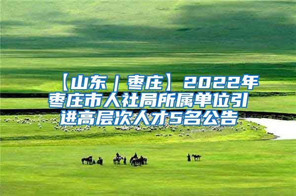 【山东｜枣庄】2022年枣庄市人社局所属单位引进高层次人才5名公告