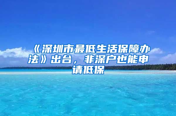 《深圳市最低生活保障办法》出台，非深户也能申请低保