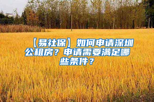 【易社保】如何申请深圳公租房？申请需要满足哪些条件？