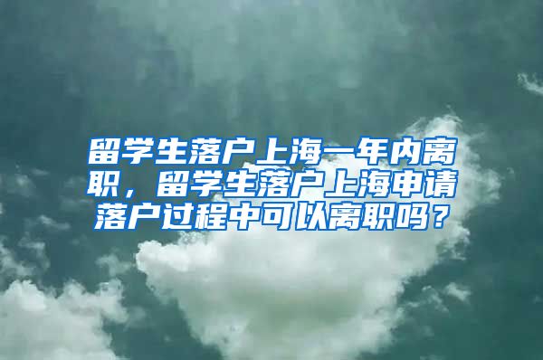 留学生落户上海一年内离职，留学生落户上海申请落户过程中可以离职吗？