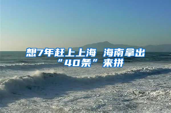 想7年赶上上海 海南拿出“40条”来拼