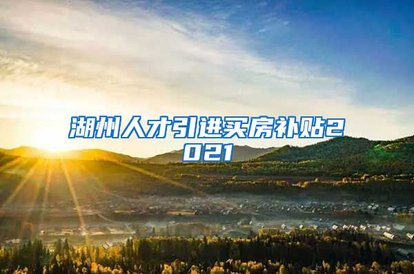 湖州人才引进买房补贴2021