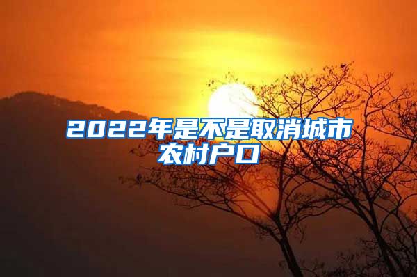 2022年是不是取消城市农村户口