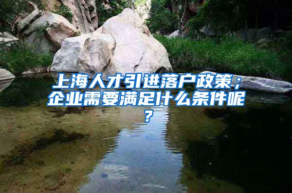 上海人才引进落户政策；企业需要满足什么条件呢？