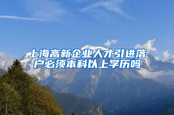 上海高新企业人才引进落户必须本科以上学历吗