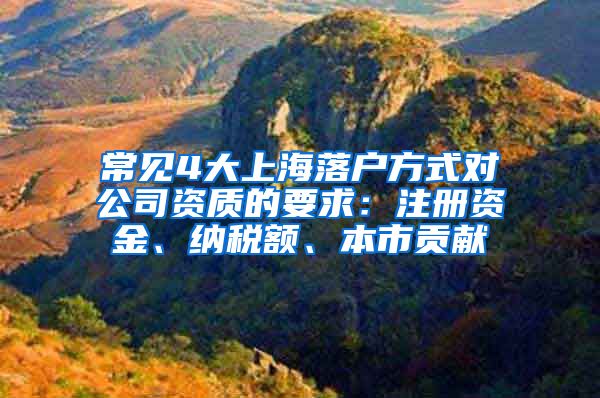 常见4大上海落户方式对公司资质的要求：注册资金、纳税额、本市贡献