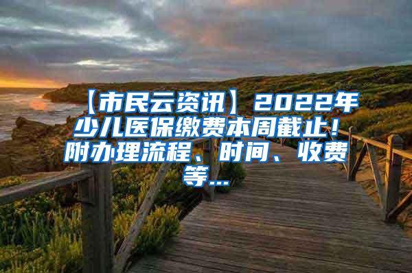 【市民云资讯】2022年少儿医保缴费本周截止！附办理流程、时间、收费等...