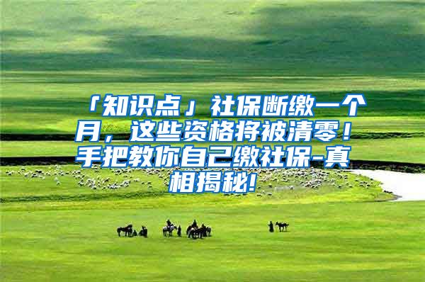 「知识点」社保断缴一个月，这些资格将被清零！手把教你自己缴社保-真相揭秘!