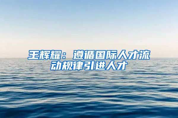 王辉耀：遵循国际人才流动规律引进人才