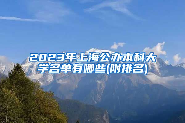 2023年上海公办本科大学名单有哪些(附排名)