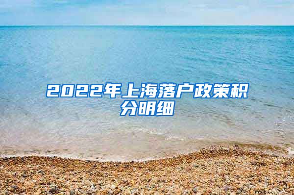 2022年上海落户政策积分明细