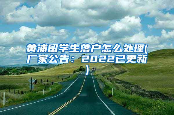 黄浦留学生落户怎么处理(厂家公告：2022已更新)