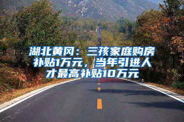 湖北黄冈：三孩家庭购房补贴1万元，当年引进人才最高补贴10万元