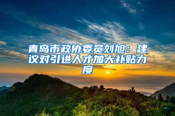 青岛市政协委员刘旭：建议对引进人才加大补贴力度