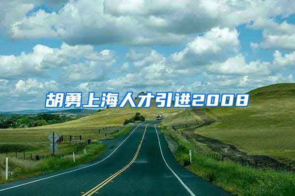 胡勇上海人才引进2008