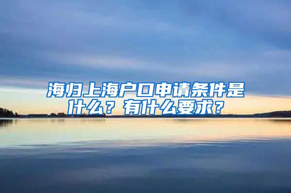 海归上海户口申请条件是什么？有什么要求？