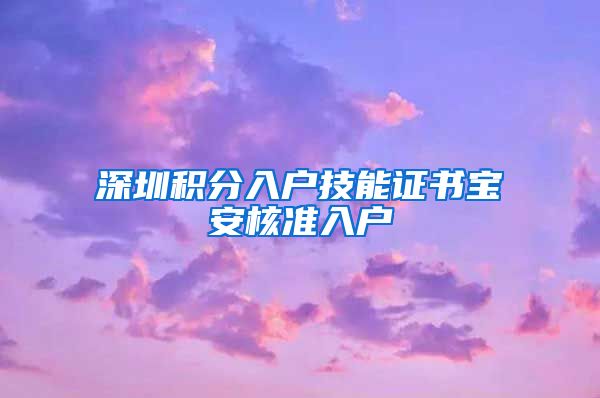 深圳积分入户技能证书宝安核准入户