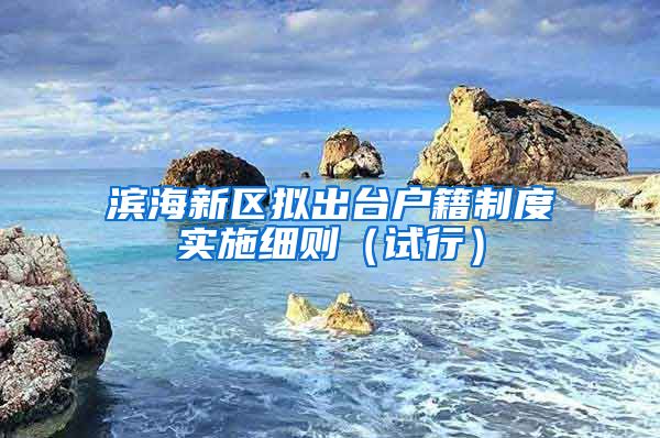 滨海新区拟出台户籍制度实施细则（试行）