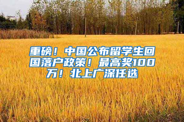 重磅！中国公布留学生回国落户政策！最高奖100万！北上广深任选