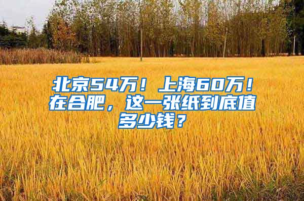 北京54万！上海60万！在合肥，这一张纸到底值多少钱？