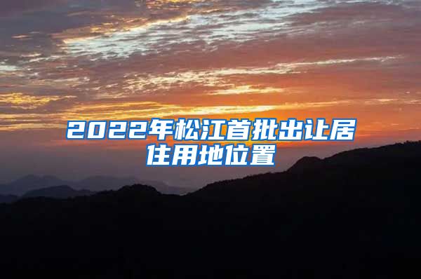 2022年松江首批出让居住用地位置