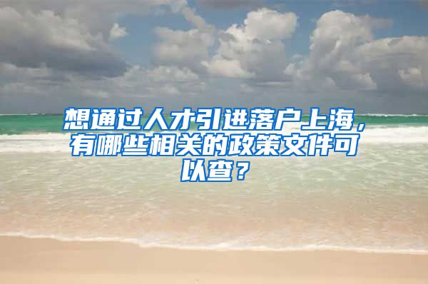 想通过人才引进落户上海，有哪些相关的政策文件可以查？