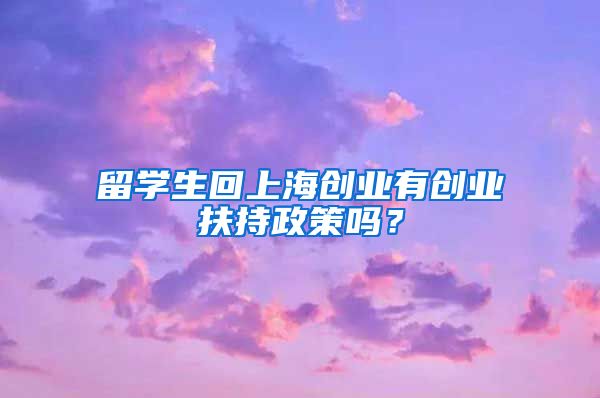 留学生回上海创业有创业扶持政策吗？