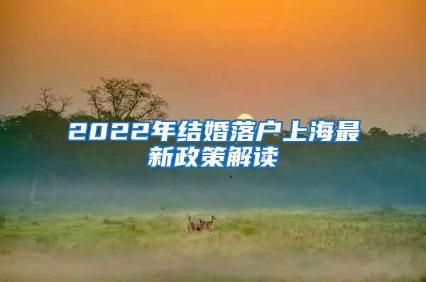 2022年结婚落户上海最新政策解读