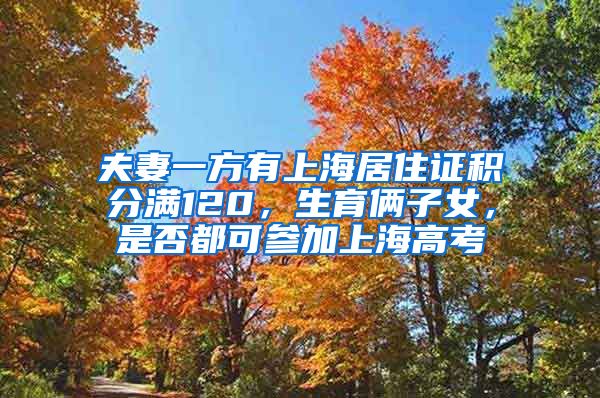 夫妻一方有上海居住证积分满120，生育俩子女，是否都可参加上海高考