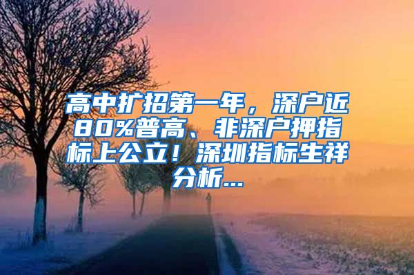 高中扩招第一年，深户近80%普高、非深户押指标上公立！深圳指标生祥分析...