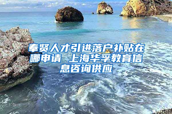 奉贤人才引进落户补贴在哪申请 上海华孚教育信息咨询供应