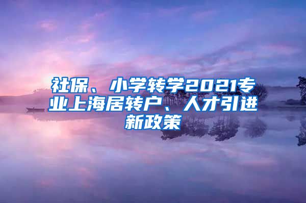 社保、小学转学2021专业上海居转户、人才引进新政策