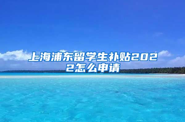 上海浦东留学生补贴2022怎么申请