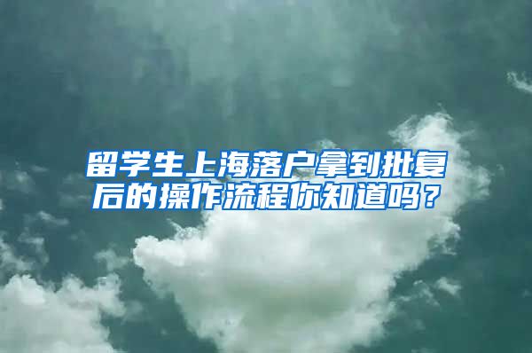 留学生上海落户拿到批复后的操作流程你知道吗？