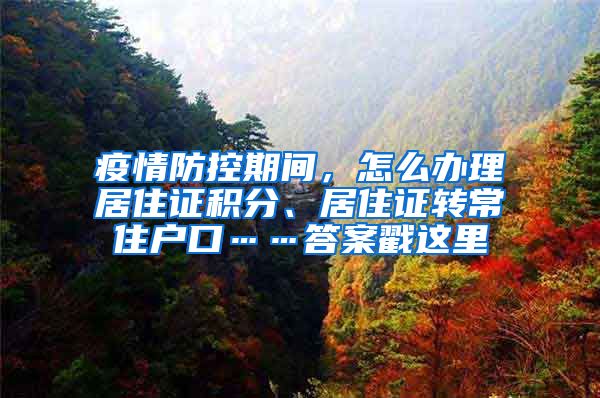 疫情防控期间，怎么办理居住证积分、居住证转常住户口……答案戳这里→