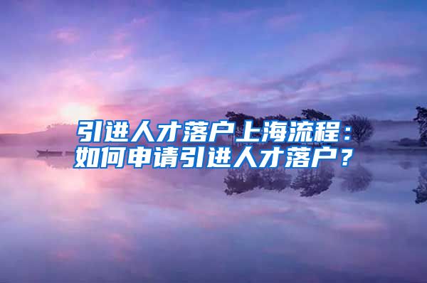 引进人才落户上海流程：如何申请引进人才落户？