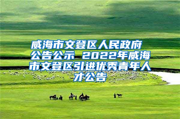 威海市文登区人民政府 公告公示 2022年威海市文登区引进优秀青年人才公告