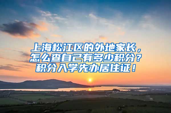 上海松江区的外地家长，怎么查自己有多少积分？积分入学先办居住证！