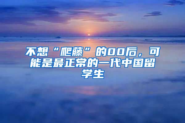 不想“爬藤”的00后，可能是最正常的一代中国留学生