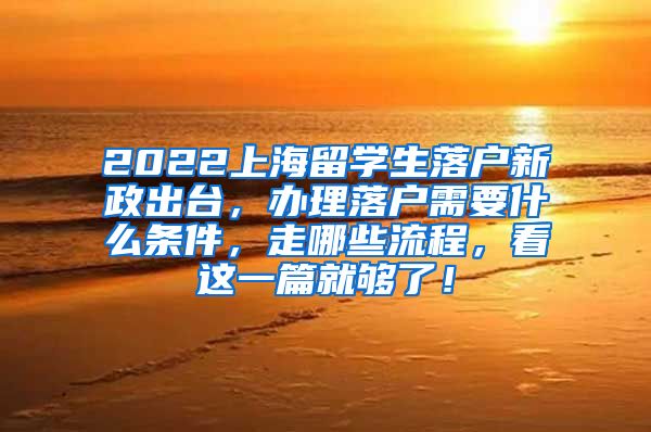 2022上海留学生落户新政出台，办理落户需要什么条件，走哪些流程，看这一篇就够了！