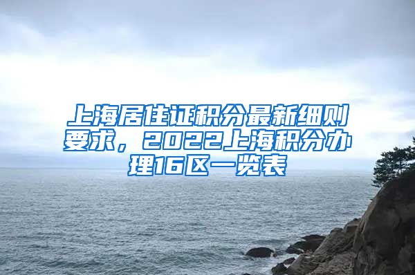 上海居住证积分最新细则要求，2022上海积分办理16区一览表