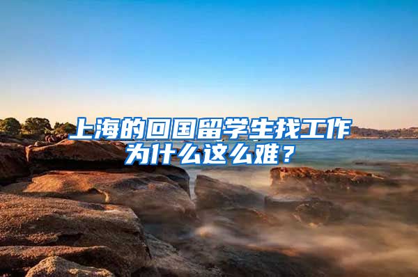 上海的回国留学生找工作为什么这么难？