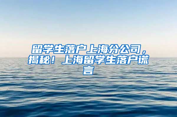 留学生落户上海分公司，揭秘！上海留学生落户谎言